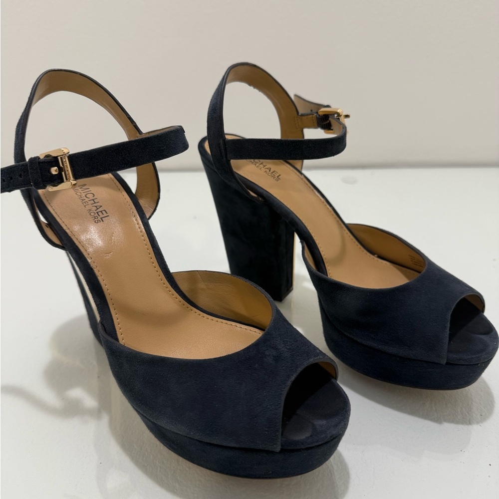 Michael Kors Navy Peep-Toe Heels